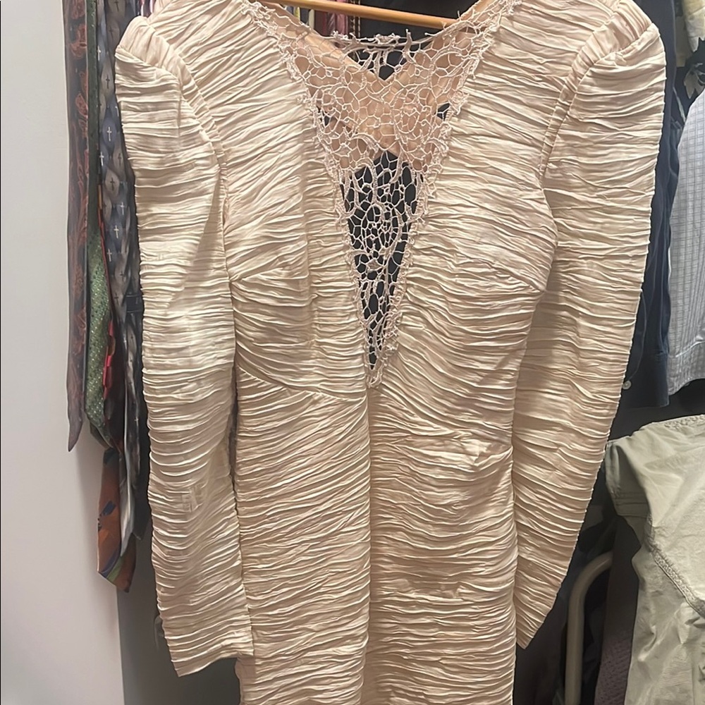 Free People Cream Long Sleeve Dress